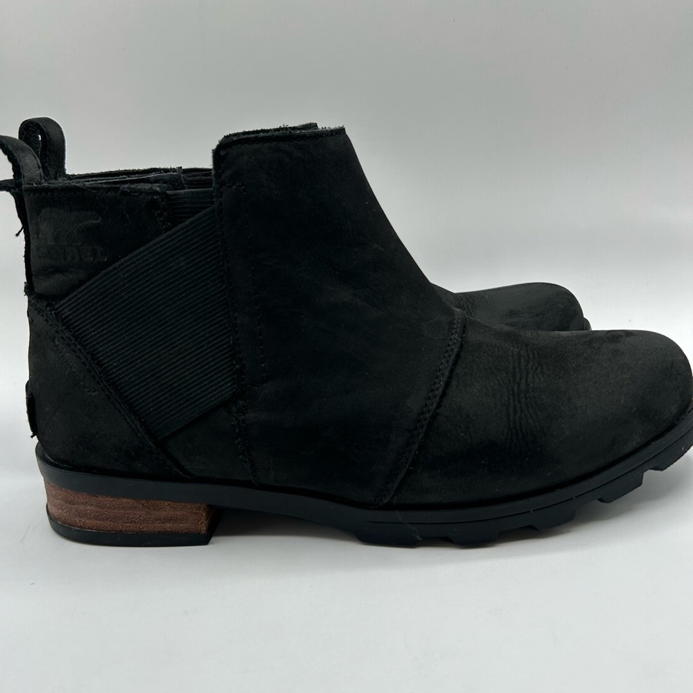 Sorel Emelie Chelsea Boot Black Leather  Bootie Waterproof Women’s size 11 - Picture 5 of 7